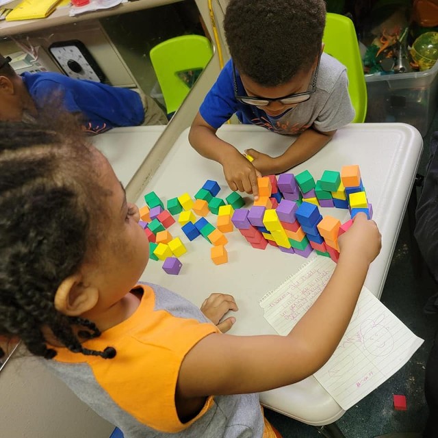 Preschool Students Playing with Blocks